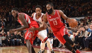 James Harden zog nicht nur hier mit Leichtigkeit an DeRozan vorbei