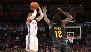 Russell Westbrook legte gegen Atlanta 30 Punkte und 15 Assists auf