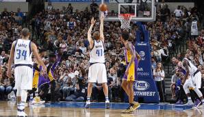 Eine andere Lakers-Legende schluckte Dirk zuletzt bei den Freiwürfen. Mit 7.240 verwandelten Freiwürfen überholte er vergangene Saison Jerry West (7.160) und steht auf Platz sieben.