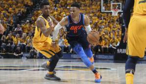 Donovan Mitchell und Russell Westbrook im direkten Duell.