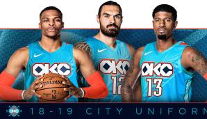 OKLAHOMY CITY THUNDER - Nach den vielen dunkel geprägten City-Edition-Jerseys bringen die Thunder endlich ein wenig Farbe ins Spiel.