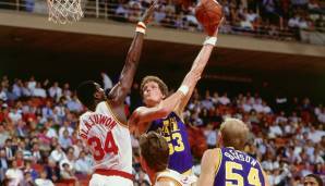 Platz 10: Hakeem Olajuwon blockte für die Houston Rockets zweimal in seiner Karriere 12 Würfe - darunter am 11. November 1989 gegen die Utah Jazz.