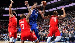 Joel Embiid dominiert sowohl offensiv als auch defensiv gegen die Rockets.