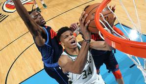 Giannis Antetokounmpo wurde gegen die Oklahoma City Thunder insgesamt siebenmal geblockt.