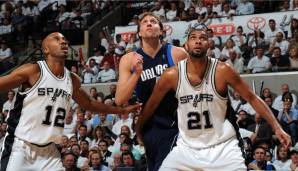 Bruce Bowen (l.) stand Dirk Nowitzki in mehreren Playoff-Serien gegenüber.