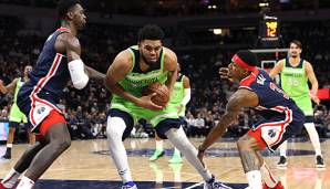 Karl-Anthony Towns konnte die Partie gegen die Wizards aufgrund von Knieproblemen nicht beenden.