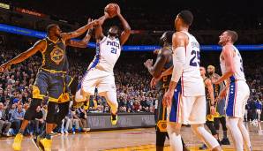 31. Januar, 104:113 vs. Sixers - Die Vergangenheit zeigte, dass die Warriors (trotz DeMarcus Cousins) immer mal wieder Probleme mit gegnerischen Bigs haben. Joel Embiid dominierte in Oracle mit 26 Punkten und 20 Rebounds.