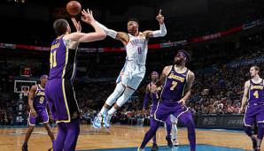 Russell Westbrook legt beim Sieg gegen die Lakers ein historisches Triple-Double auf.