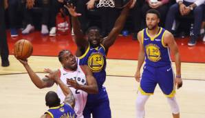 Kawhi Leonard musste es in Spiel 1 der NBA Finals fast immer mit mehreren Verteidigern aufnehmen.