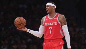 Platz 20: Carmelo Anthony (zuletzt Houston Rockets, Alter: 35) - Status: Unrestricted / Gehalt 2018/19: 2,4 Mio. Dollar / Stats: 13,4 Punkte, 5,4 Rebounds