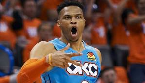 Platz 2: Russell Westbrook (Oklahoma City Thunder) - Gehalt 2019/20: 38,5 Millionen Dollar - Stats 2018/19 (73 Spiele): 22,9 Punkte, 10,7 Assists.