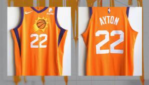 PHOENIX SUNS: Die Suns nennen ihr neues Trikot passenderweise die "Orange Statement Edition". Das knallige Leibchen wird Phoenix in allen Freitagsspielen tragen, es dient als Hommage an die Seven-Seconds-or-Less-Ära im Wüstenstaat.