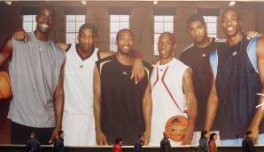 Tracy McGrady (2. von l.) und Tim Duncan (2. von r.) waren immerhin bei Adidas Teamkollegen.