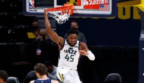 Platz 4: DONOVAN MITCHELL (Utah Jazz) | Alter: 24,5 | Position: SG | Stats 20/21: 25,4 Punkte, 4,4 Rebounds und 5,4 Assists bei 43,5 Prozent FG und 39,6 Prozent Dreier in 33,4 Minuten (47 Spiele)