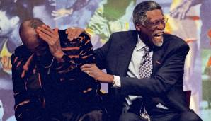 Wilt Chamberlain (l.) und Bill Russell bei einem gemeinsamen Interview im Mai 1999.