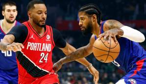 Paul George (r.) bekommt Norman Powell von den Trail Blazers als neuen Teamkollegen.