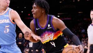 Platz 12: AARON HOLIDAY | Team: Phoenix Suns | Alter: 25 Jahre | Status: Restricted Free Agent | Gehalt 21/22: 2,6 Millionen | Stats 21/22: 6,3 Punkte und 2,4 Assists bei 44,7 Prozent FG und 37,9 Prozent Dreier in 16,2 Minuten (63 Spiele).