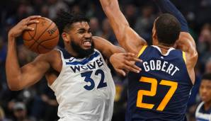 Karl-Anthony Towns (l.) und Rudy Gobert spielen künftig gemeinsam für die Minnesota Timberwolves.