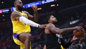 LeBron James im Duell mit Paul George.