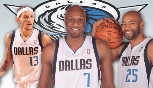 Die drei wichtigsten Verpflichtungen der Mavs: Delonte West, Lamar Odom, Vince Carter (v.l.)