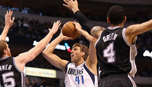 Dirk Nowitzki erzielte bei der Niederlage gegen die Spurs 15 Punkte