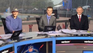 Moritz Böhringer (l.) im Studio des NFL Networks. Rechts: Draft-Guru Mike Mayock