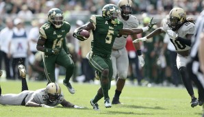 8. Marlon Mack, USF. Big-Play-Gefahr (sechs Touchdown-Runs über mindestens 43 Yards 2016), entkommt Tacklern und weicht ihnen elegant aus. Mack muss noch mit mehr Physis laufen, zeigt aber auch solide Receiver-Fähigkeiten