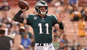 9. Carson Wentz, Philadelphia Eagles. Bis zu seinem Kreuzbandriss eine großartige Saison. Brillierte in Doug Pedersons Scheme und hinter einer starken Line, gleichzeitig aber toll gegen Pressure und bei Third Down ein Big Play waiting to happen.