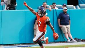 CHICAGO BEARS: Anthony Miller. Auch Miller verbuchte im Vorjahr 7 Touchdowns, war aber noch kein konstanter Receiver für die Bears – auch weil Trubisky ihn zu oft überwarf. Das Talent ist jedoch da. 2019 sollten die Targets weiter nach oben gehen.