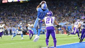 Marvin Jones, WR, Lions. Zehn Catches und vier (!) Touchdowns legte Jones gegen die Vikings auf - am Ende reichte es zwar nicht zum dringend nötigen Heimsieg, doch Jones hatte sein bestes Spiel seit einer ganzen Weile.