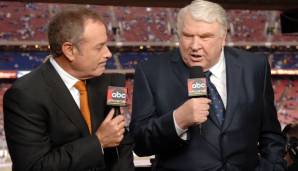 John Madden (r.) kommentierte an der Seite von Al Michaels (l.) insgesamt drei Super Bowls.