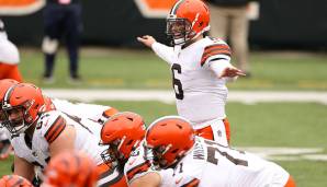 21. Baker Mayfield, Cleveland Browns: Hat gigantische Probleme gegen Pressure, ist inkonstant in der Mitte des Feldes. In der Struktur der Offense klappt es, aber wenn die Reads komplexer werden und die Line wackelt, kommen schnell große Schwierigkeiten.