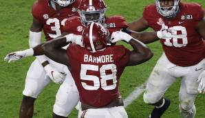 17. LAS VEGAS - CHRISTIAN BARMORE, DT, ALABAMA. Die Raiders suchen nach wie vor Spieler, die ohne Hilfe zum Quarterback kommen können. Barmore ist der beste Defensive Tackle der Klasse, wird sofort helfen und bringt enorme Physis und Power mit.