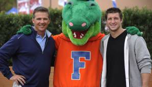 Urban Meyer und Tim Tebow (r.) kennen sich bereits seit den gemeinsamen Tagen von Florida von 2006 bis 2009.