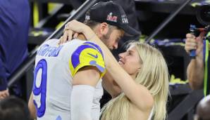 Matthew Stafford feiert den Triumph mit Frau Kelly.