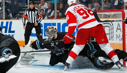 Tomas Holmstrom erzielte den 4:3-Siegtreffer für Detroit in San Jose