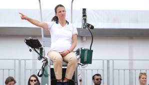 Asderaki-Moore ist mit Babybauch bei den French Open.