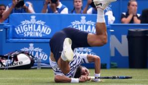 Feliciano Lopez fällt beim Turnier in Queens auf die Schulter