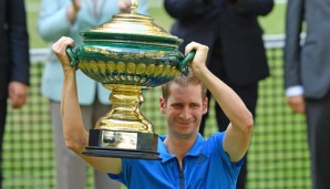 Florian Mayer nach seinem größten Karrieretriumph, dem Sieg bei den Gerry Weber Open 2016