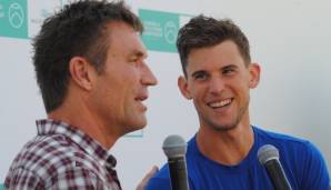 Dominic Thiem (r.) und Pat Cash (l.) in Abu Dhabi